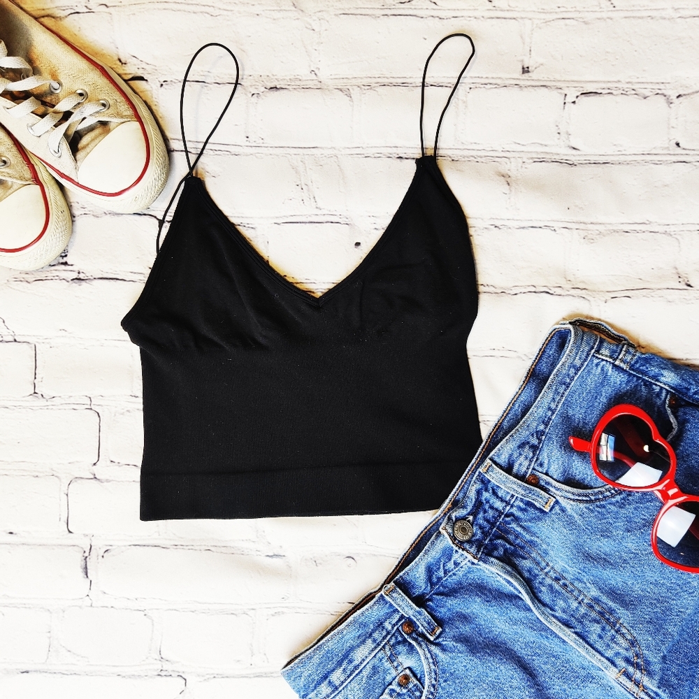 Free People | Ribbed V Neck Brami Tank Top